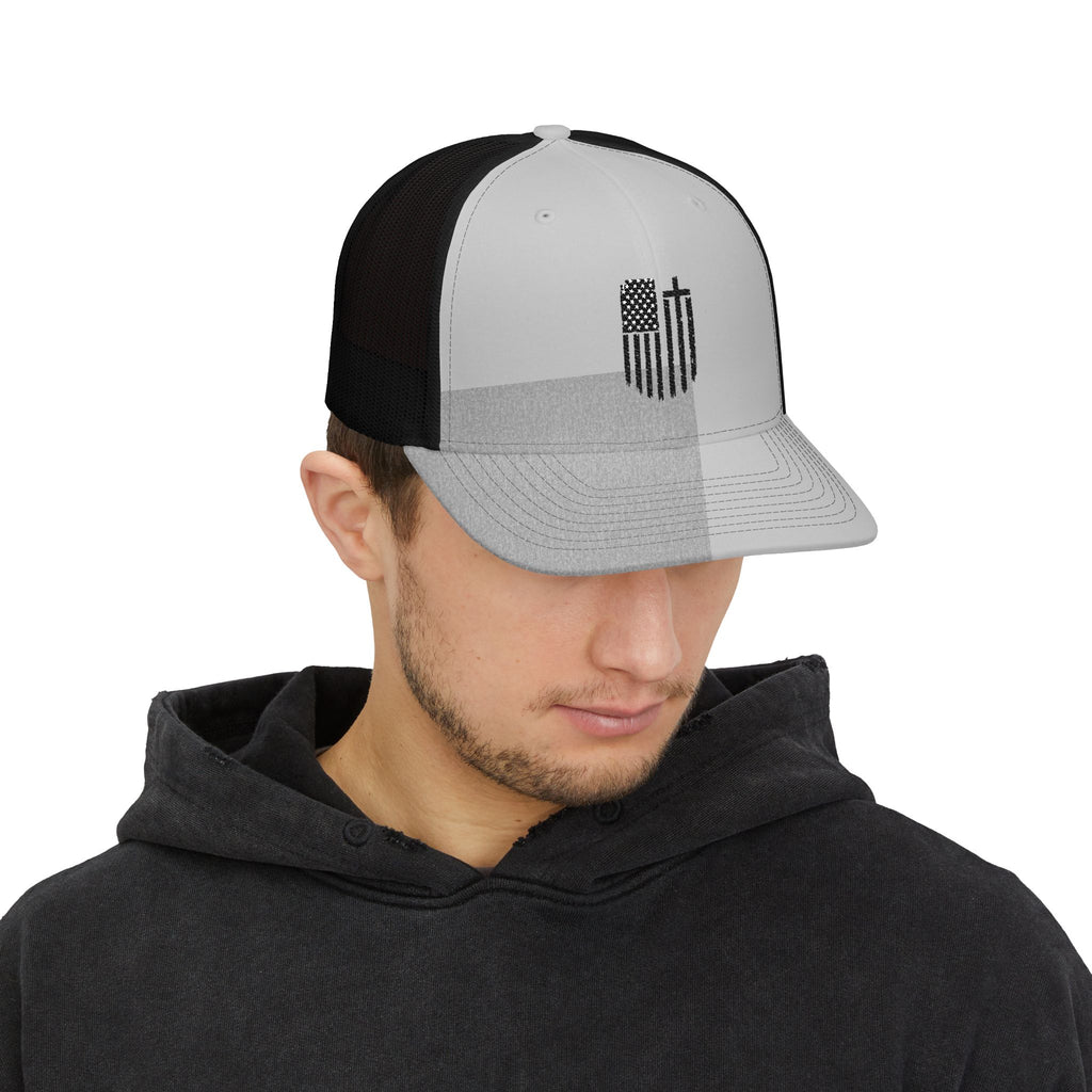 Blacked Out Patriotic Cross - Richardson Snap Back Hat