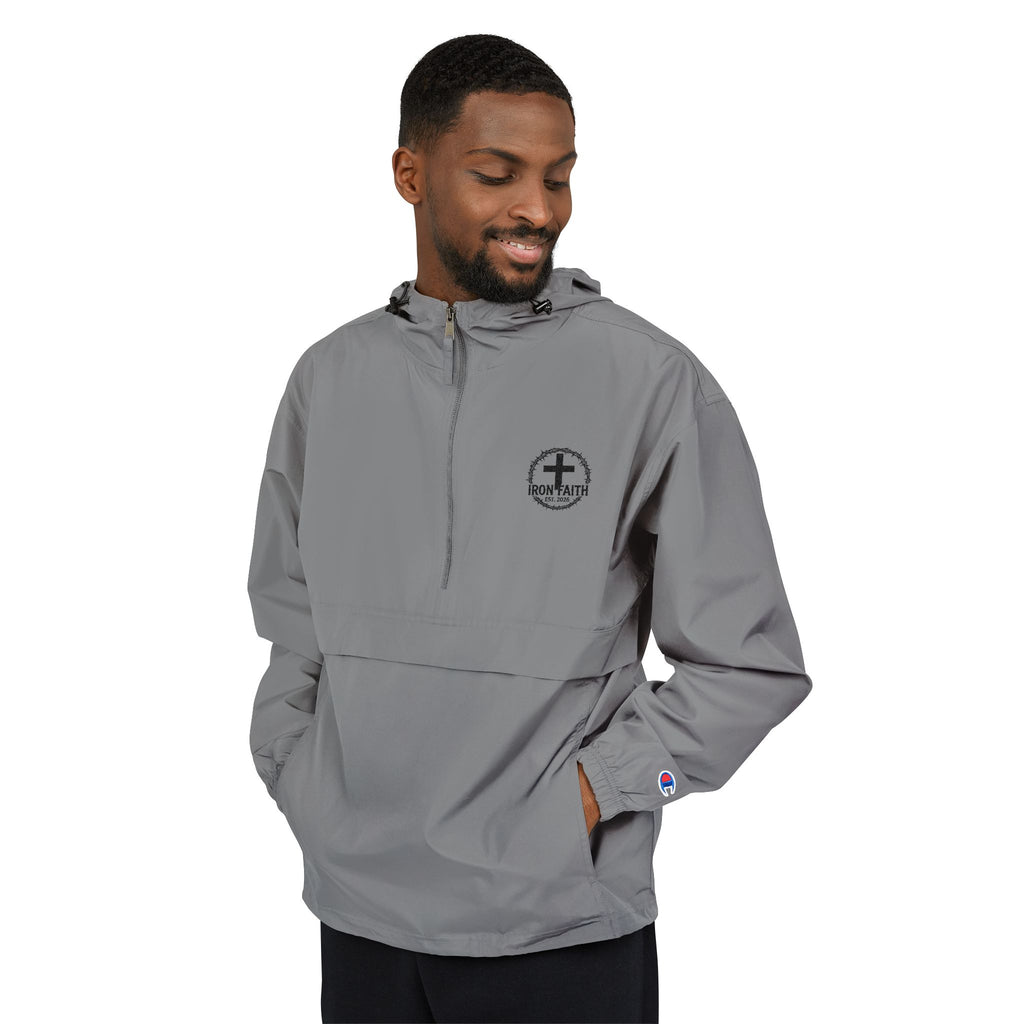 Champion Packable Windbreaker - Black Iron Faith Crest