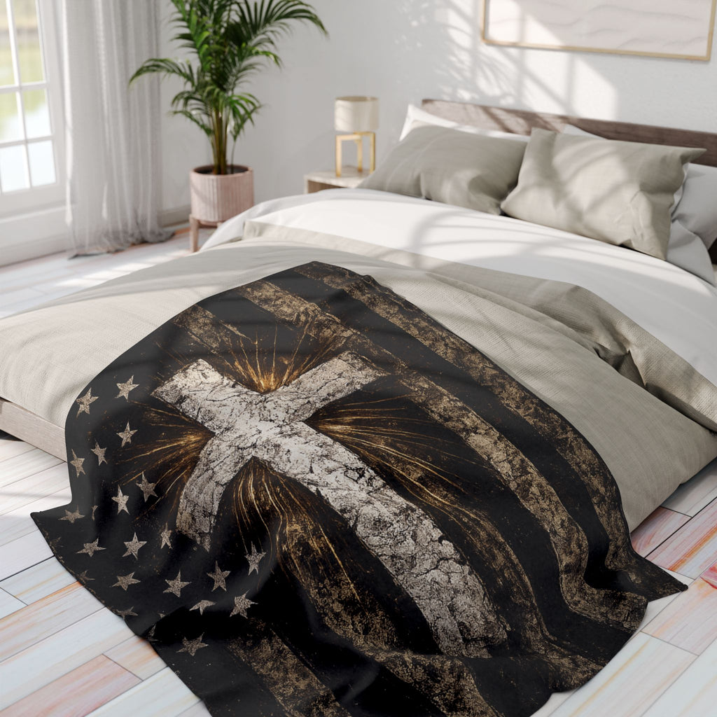 American Flag & Cross Blanket