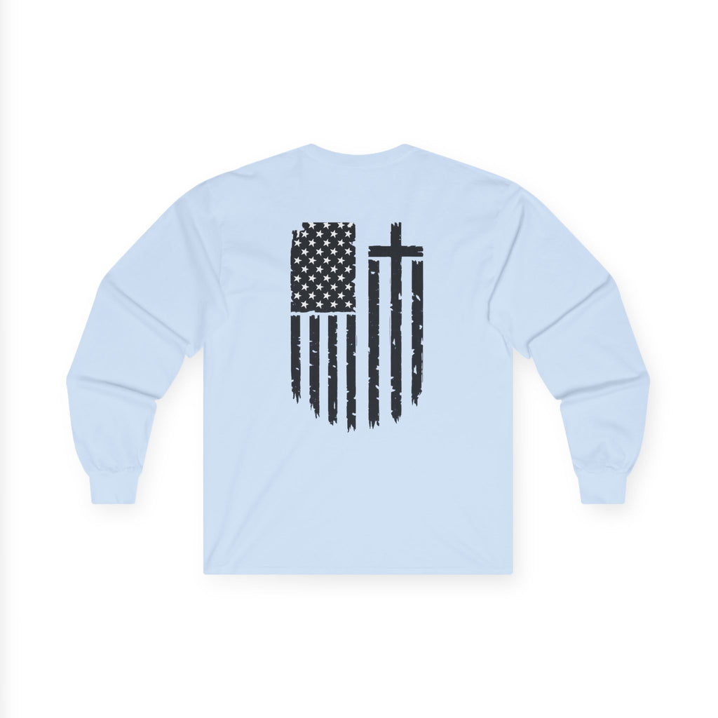 Distressed Flag Long Sleeve Tee