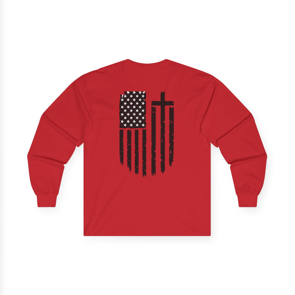 Distressed Flag Long Sleeve Tee