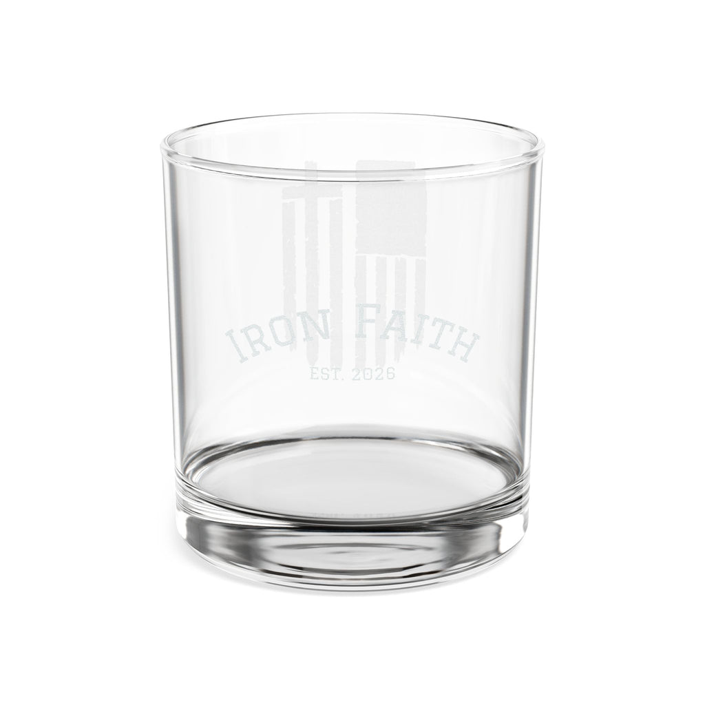 'Iron Faith' Distressed Flag Design — Engraved Whiskey Glass 10.5oz