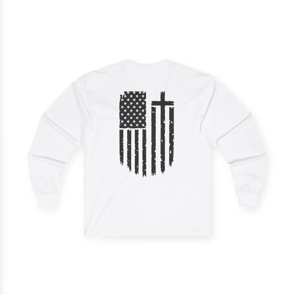 Distressed Flag Long Sleeve Tee