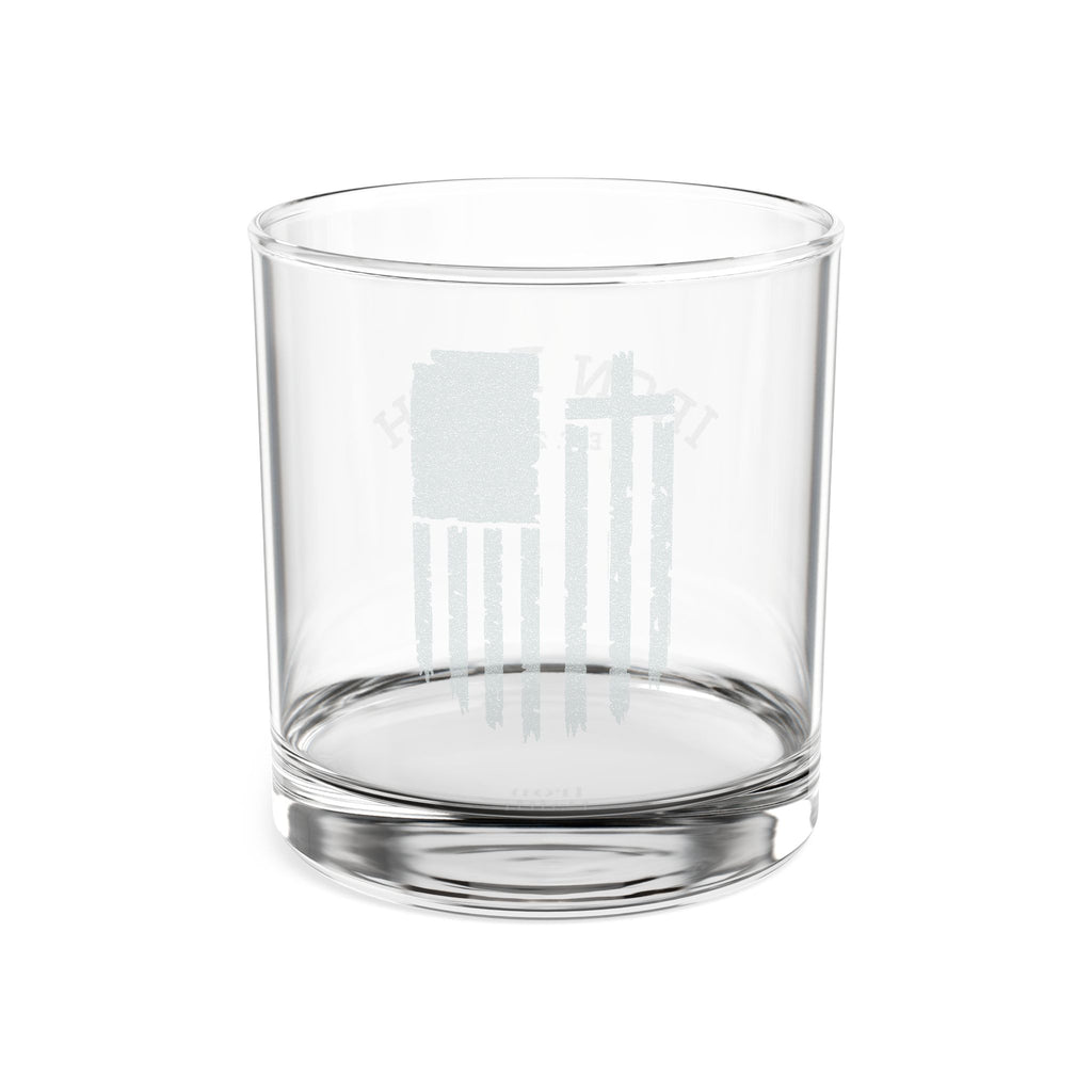 'Iron Faith' Distressed Flag Design — Engraved Whiskey Glass 10.5oz