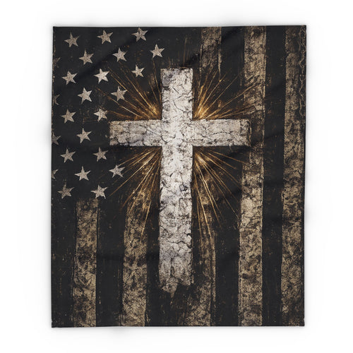 American Flag & Cross Blanket