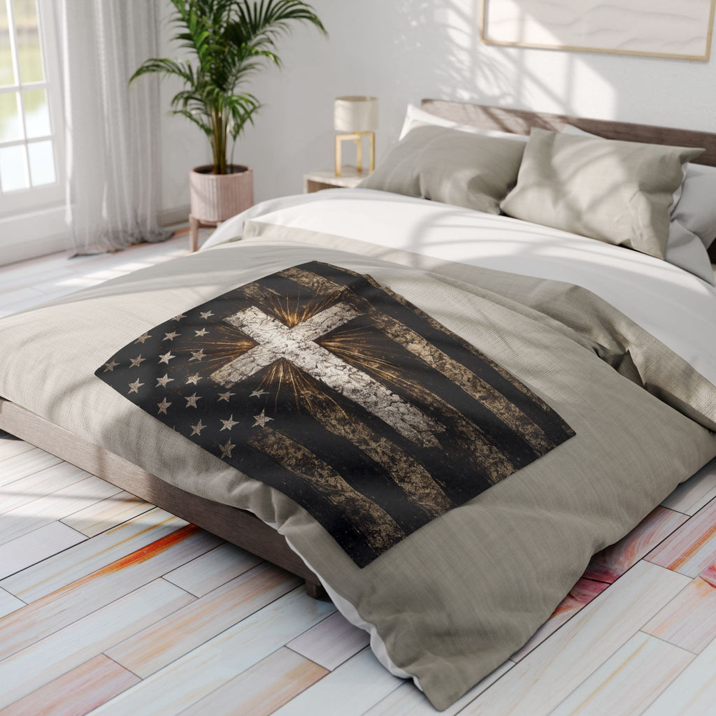American Flag & Cross Blanket