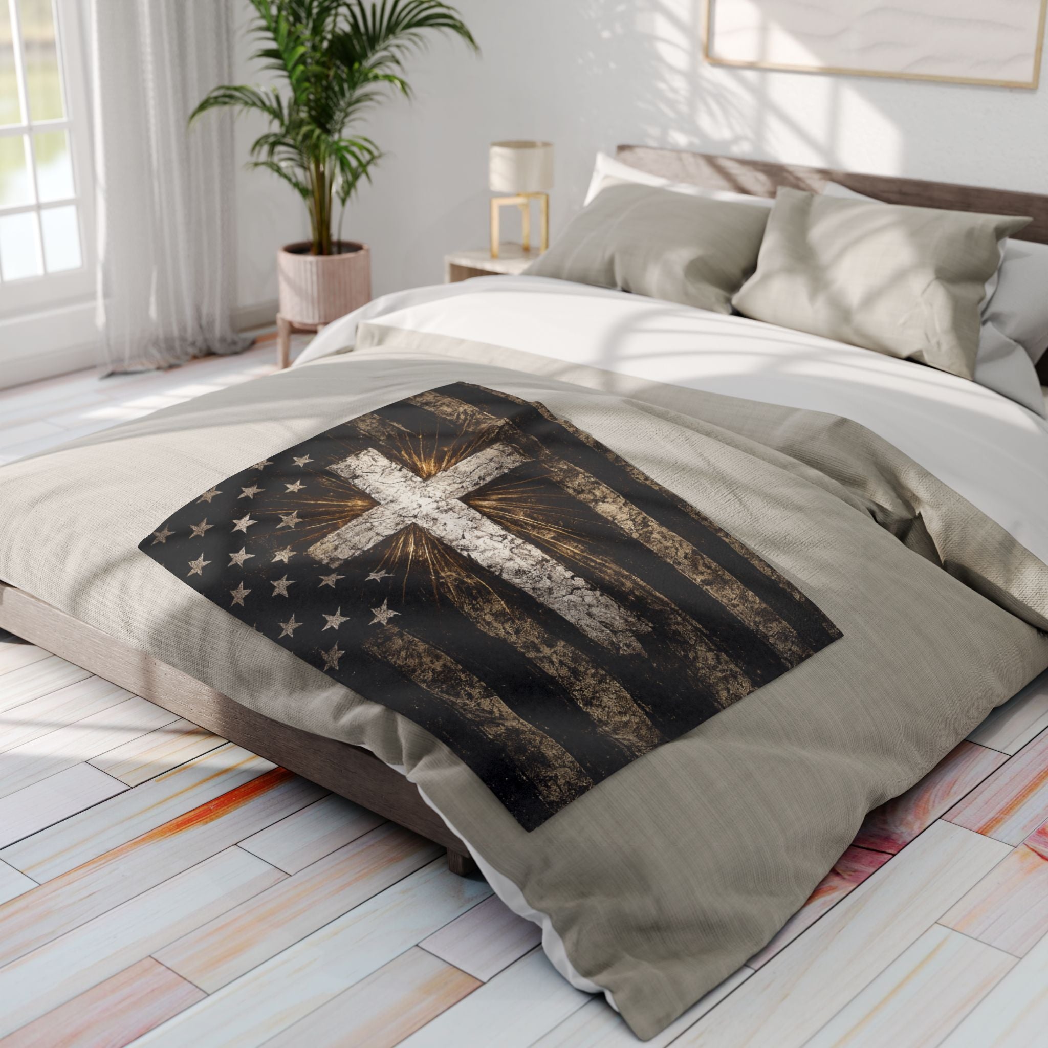 American Flag & Cross Blanket
