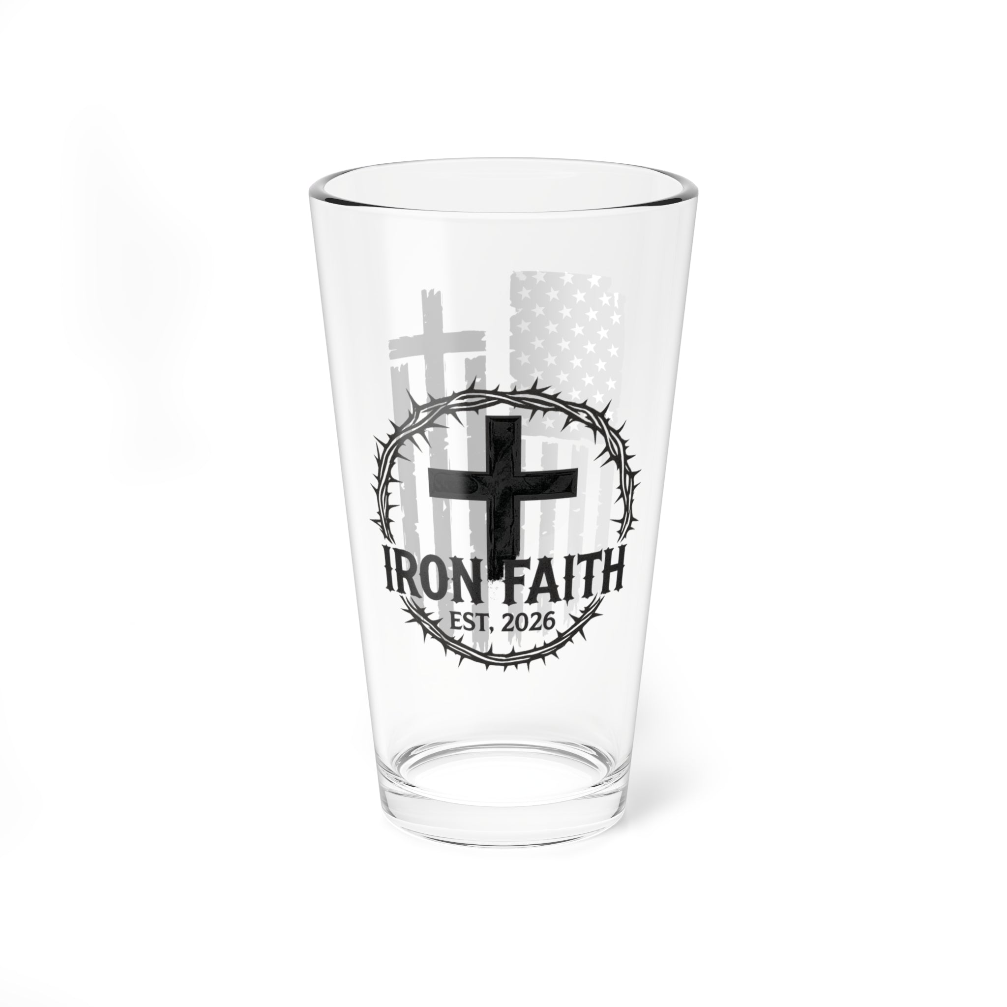 Iron Faith Crest - 16oz Glass