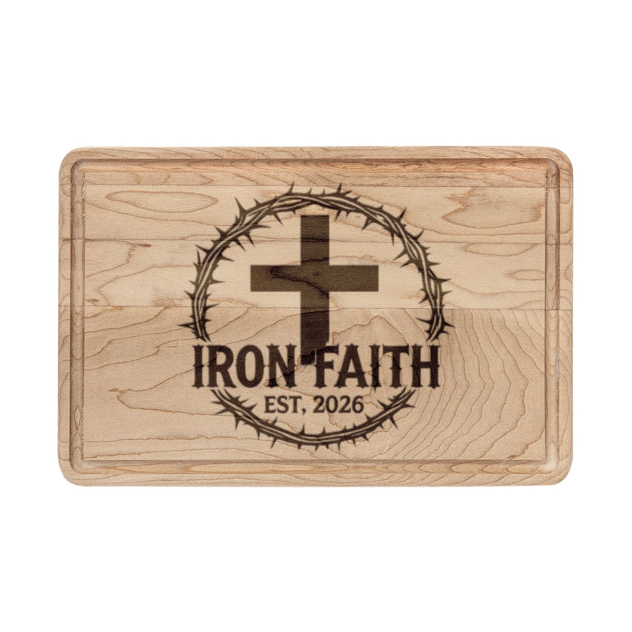 Iron Faith Crest Wooden Cutting Board