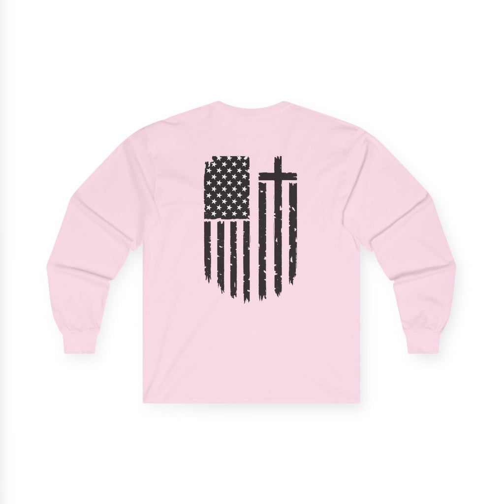 Distressed Flag Long Sleeve Tee
