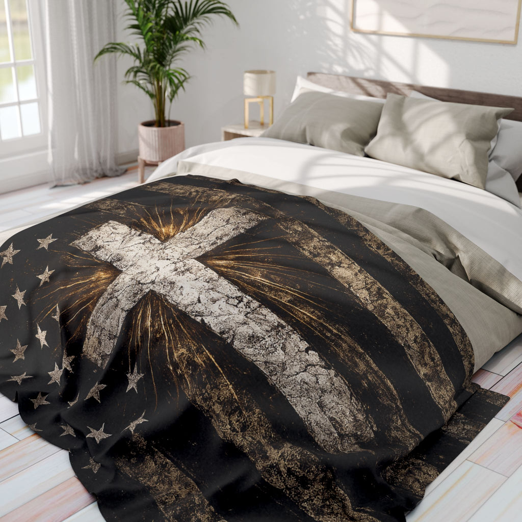 American Flag & Cross Blanket